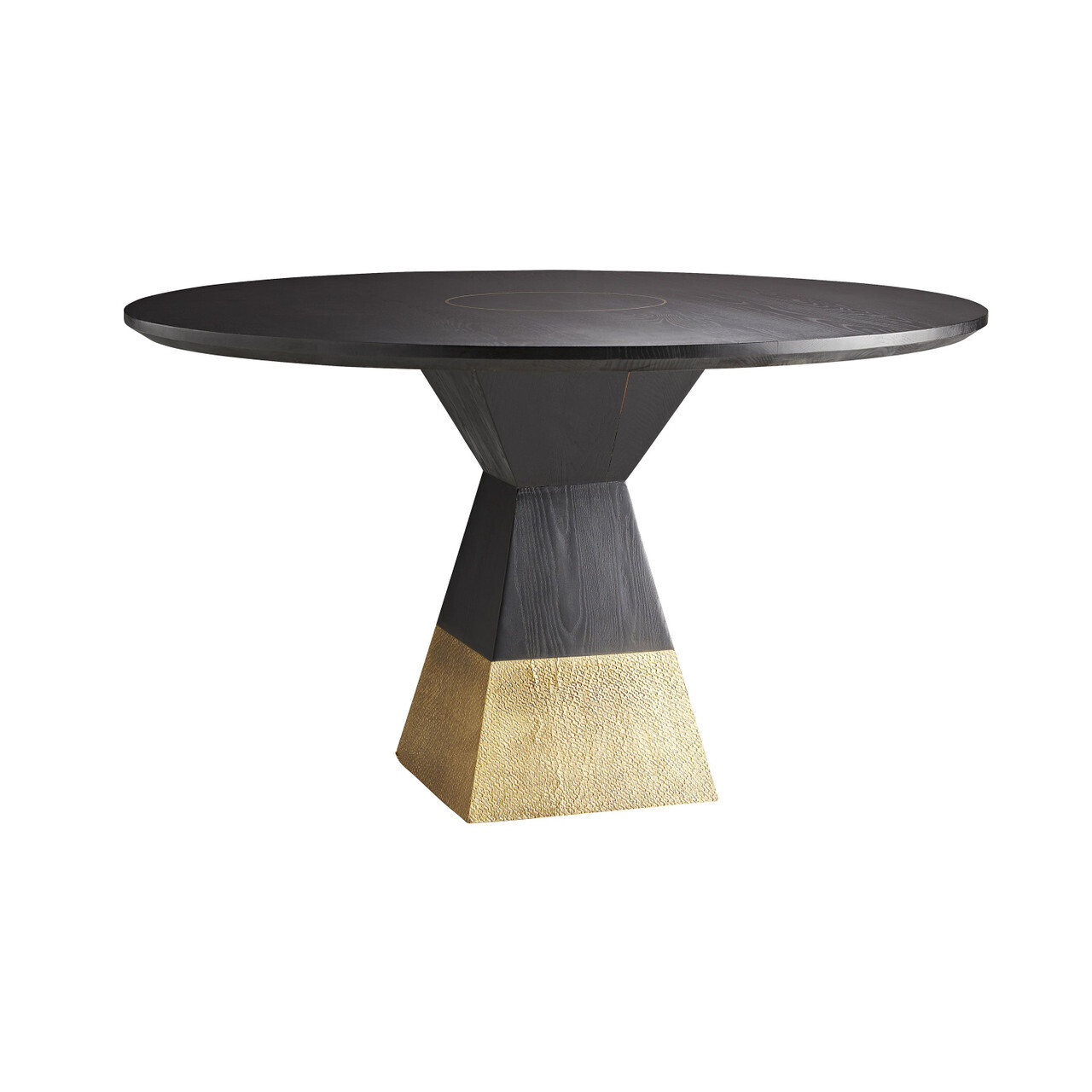 Antique Brass Round Oak Dining Table
