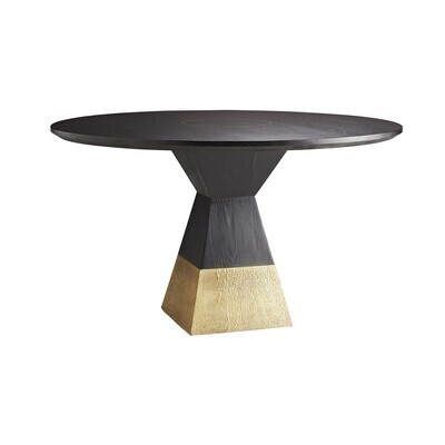 Antique Brass Round Oak Dining Table