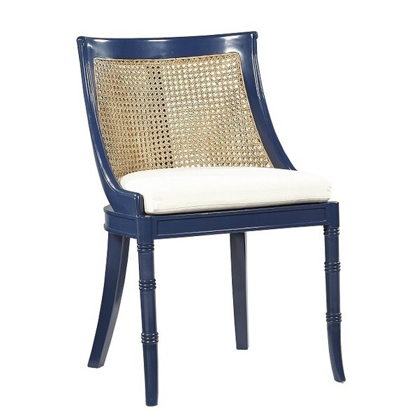 Double Cane Back Blue Dining Chair