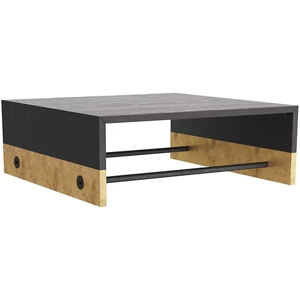 Brass-Clad Pitted Oak Cocktail Table - Sable