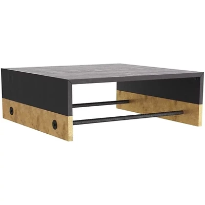 Brass-Clad Pitted Oak Cocktail Table - Sable