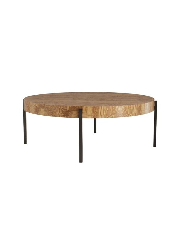 Elegant Cylindrical Oak Burl Coffee Table - 40 Inch