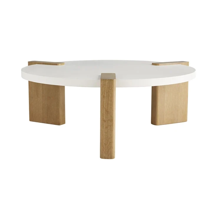 Oyster-Finished Oak Veneer Cocktail Table