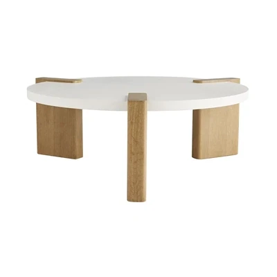 Oyster-Finished Oak Veneer Cocktail Table
