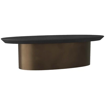 Vintage Brass Oval Cocktail Table - Ebony Wood