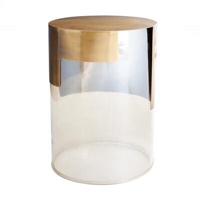 Vintage Brass Cuff Accent Table - Smoke Glass