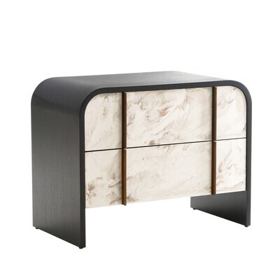 Contemporary Faux Marble Drawer chest - Ebony Oak