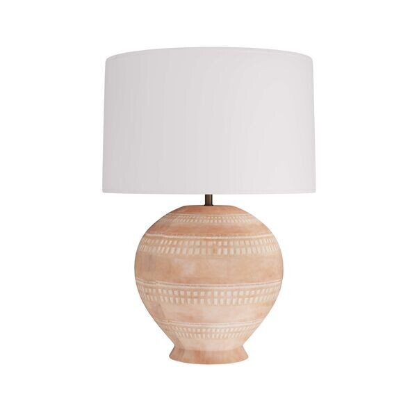 Bulbous Terra-Cotta White Washed Table Lamp