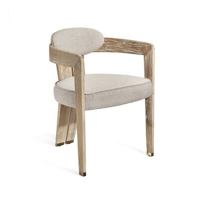 Cream Linen Upholstered Dining Chair