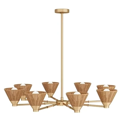 Natural Rattan 8-Light Chandelier