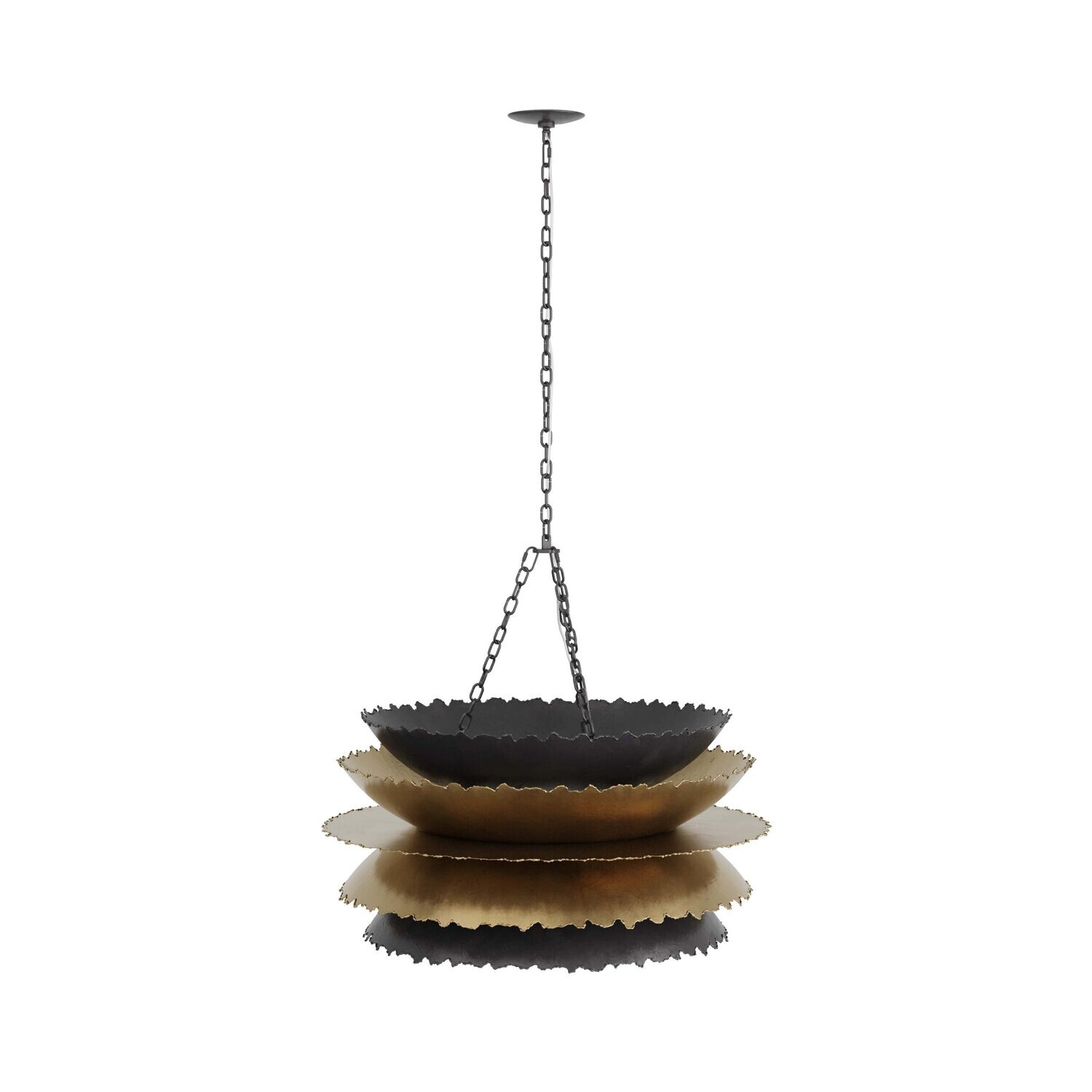 Antique Brass and Bronze Iron Layered Chandelier