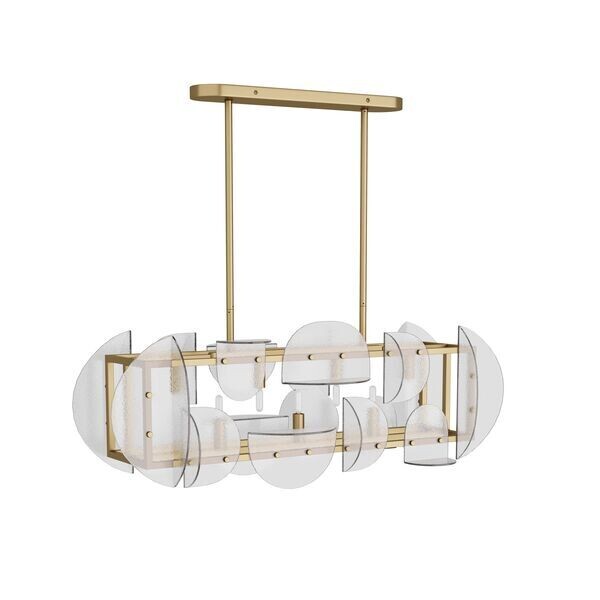 Folded Clear Glass Rectangle Chandelier - Antique Brass