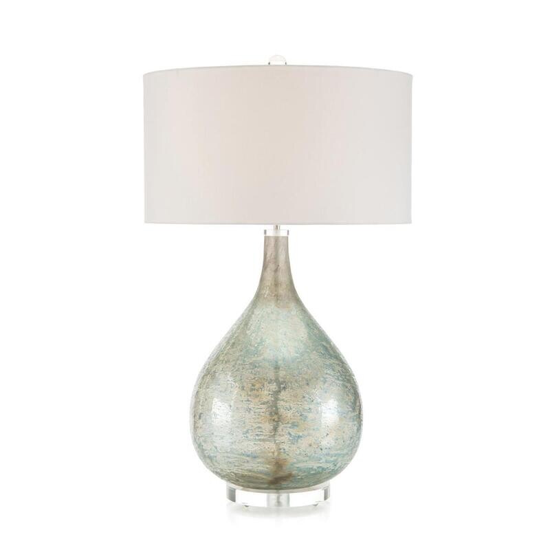 Deep Ocean Blue Acrylic Base Lamp -  34.8"H