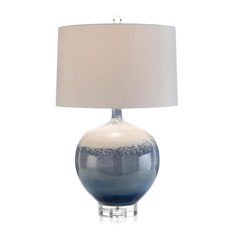 Sea Surf Glazed Porcelain Lamp -  30.25"H