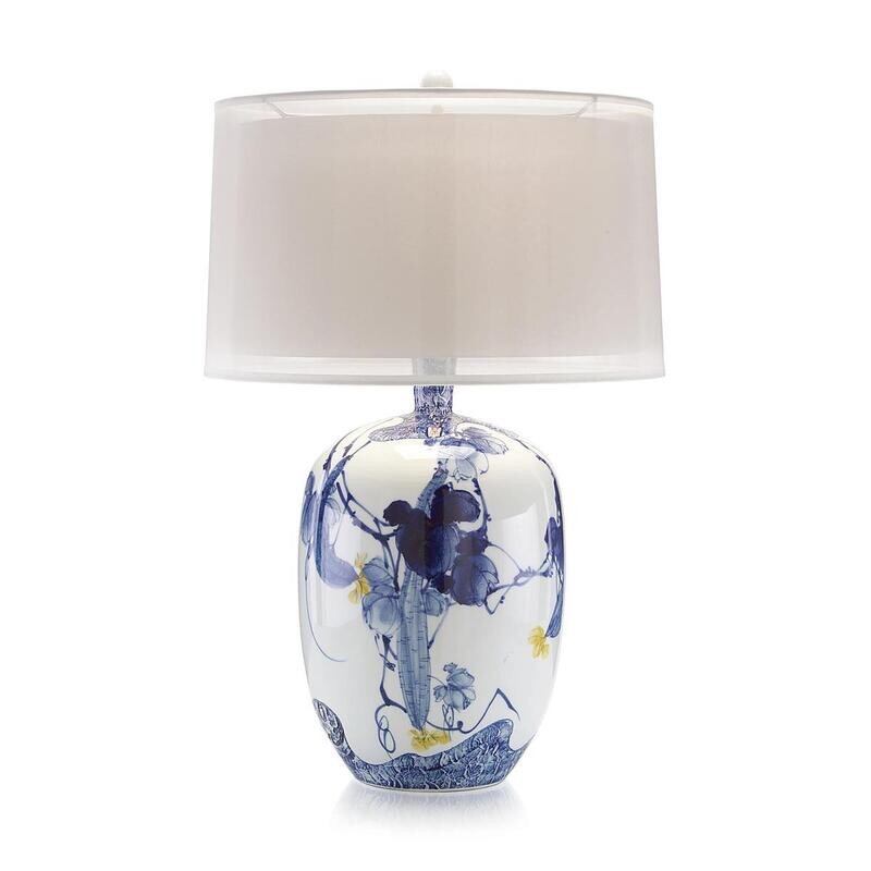 Chinese Blossom Urn Table Lamp -  31.5"H
