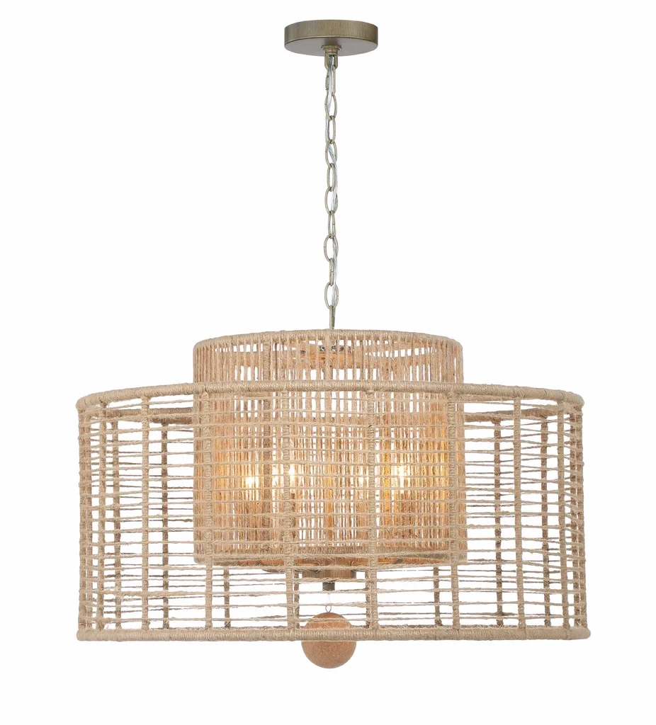 4-Light Drum Chandelier in Burnished Silver