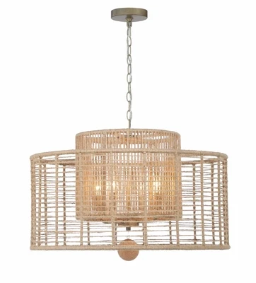 4-Light Drum Chandelier in Burnished Silver