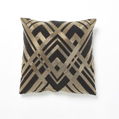 Black and Gold Embroidered Pillow