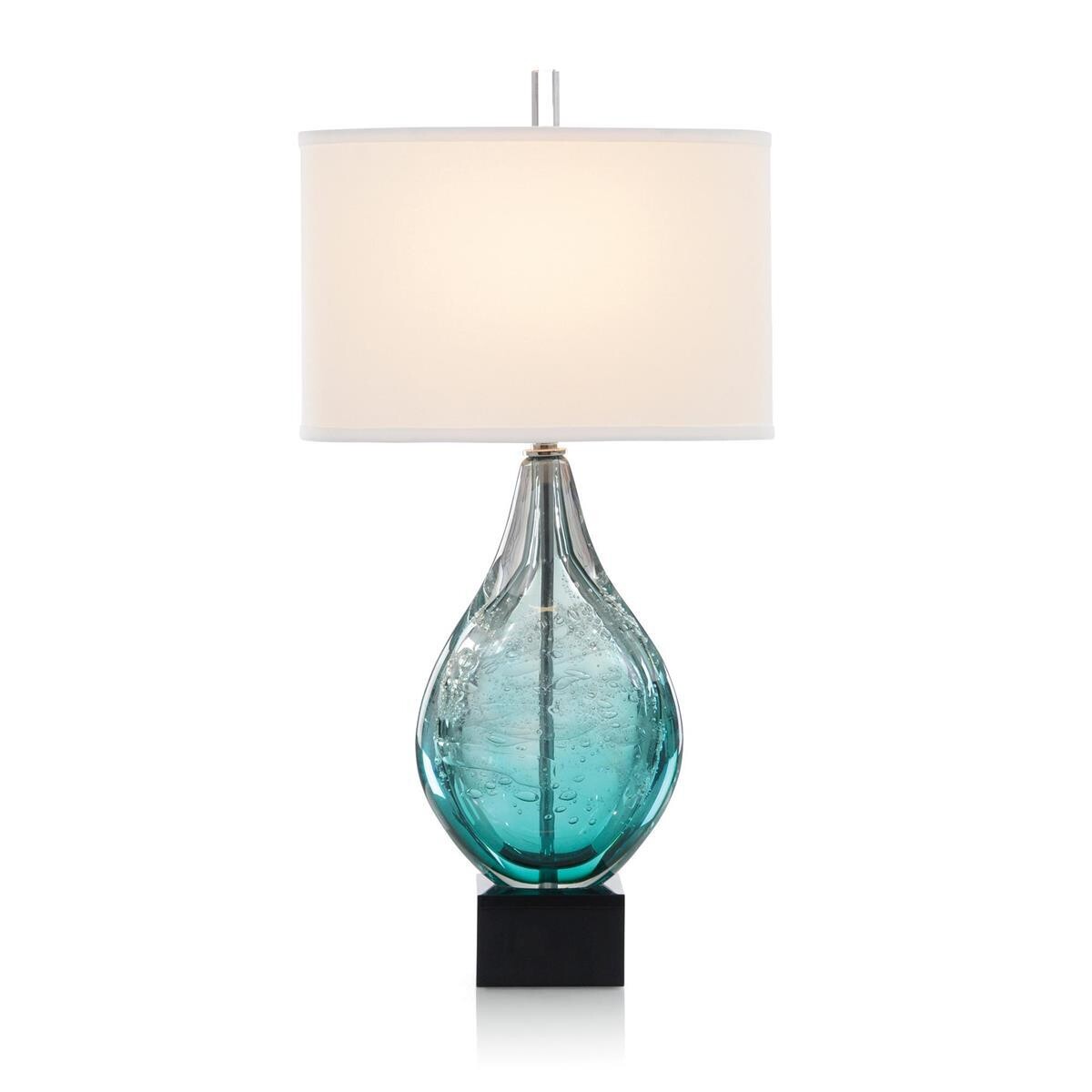 Handblown Azure Art Glass Table Lamp - 31.25"H