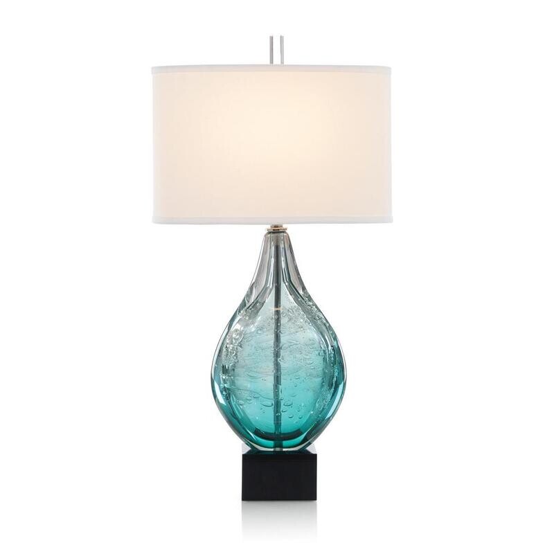 Handblown Azure Art Glass Table Lamp - 31.25"H