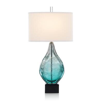 Handblown Azure Art Glass Table Lamp - 31.25"H