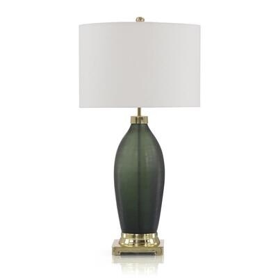 Emerald Green Etched Glass Table Lamp - 32" H
