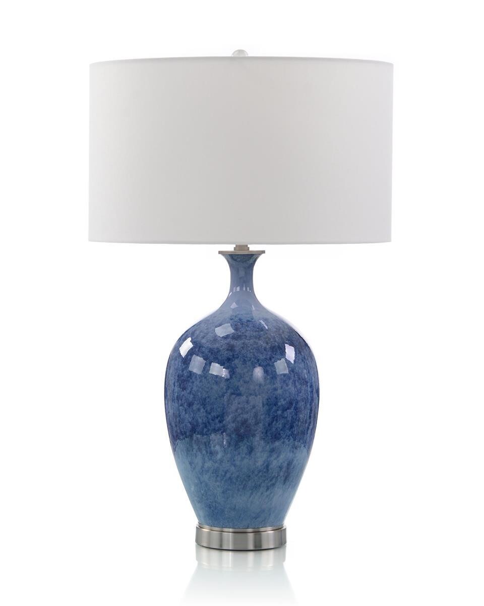 Cerulean Blue Porcelain Table Lamp - 30.75" H