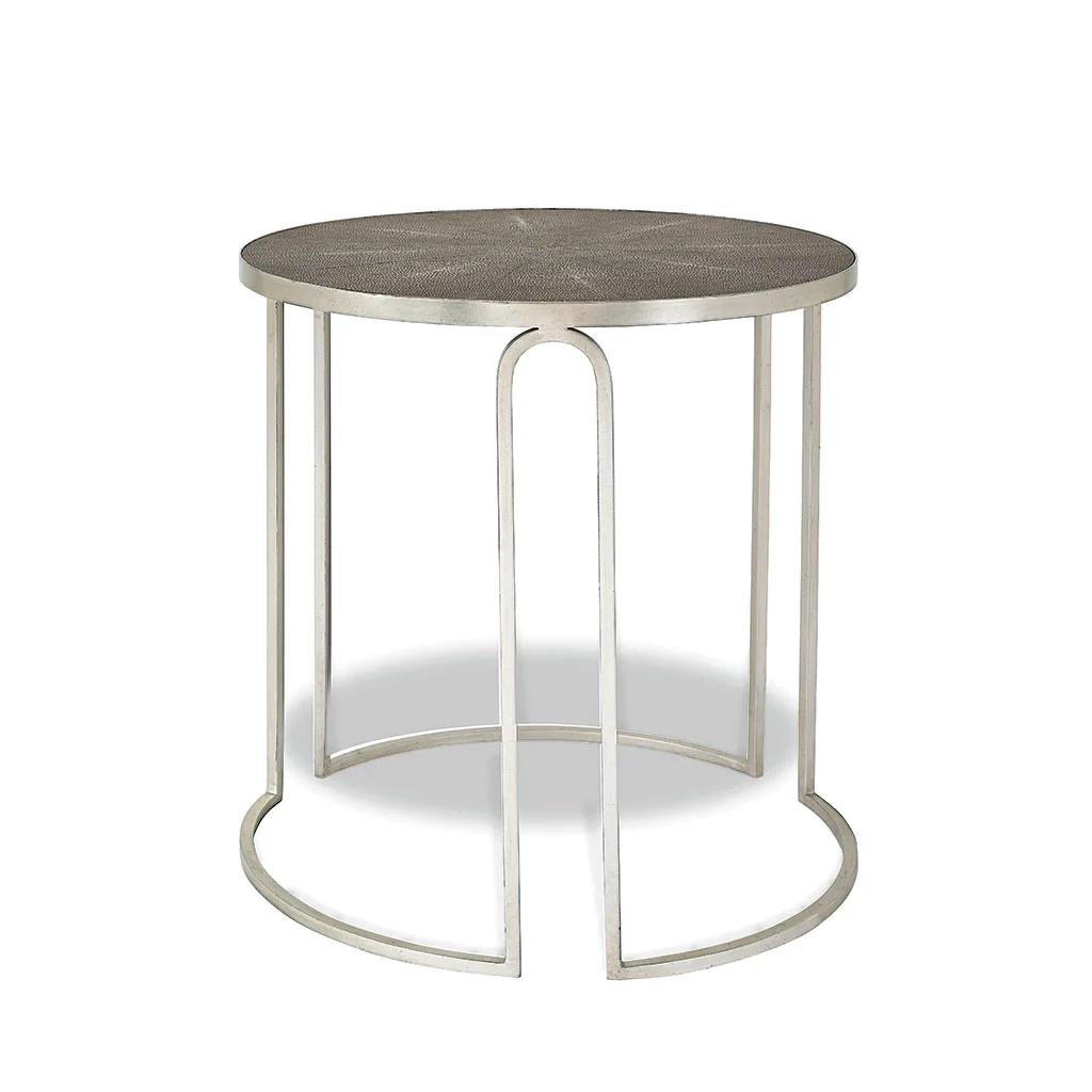 Charcoal Faux Shagreen Silver Leaf Side Table