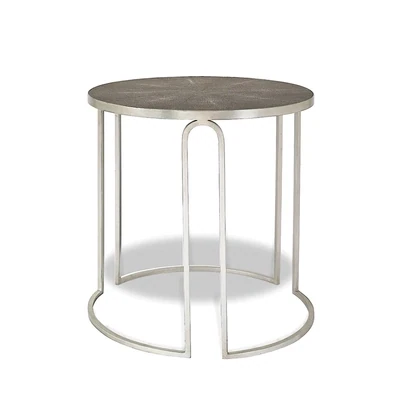 Charcoal Faux Shagreen Silver Leaf Side Table