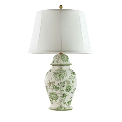 Green Hexagon Table Lamp - 28" H