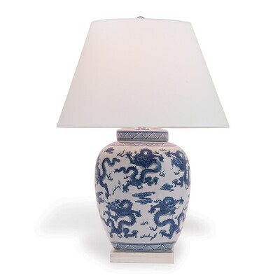Dragon Navy Blue Table Lamp - 29" H