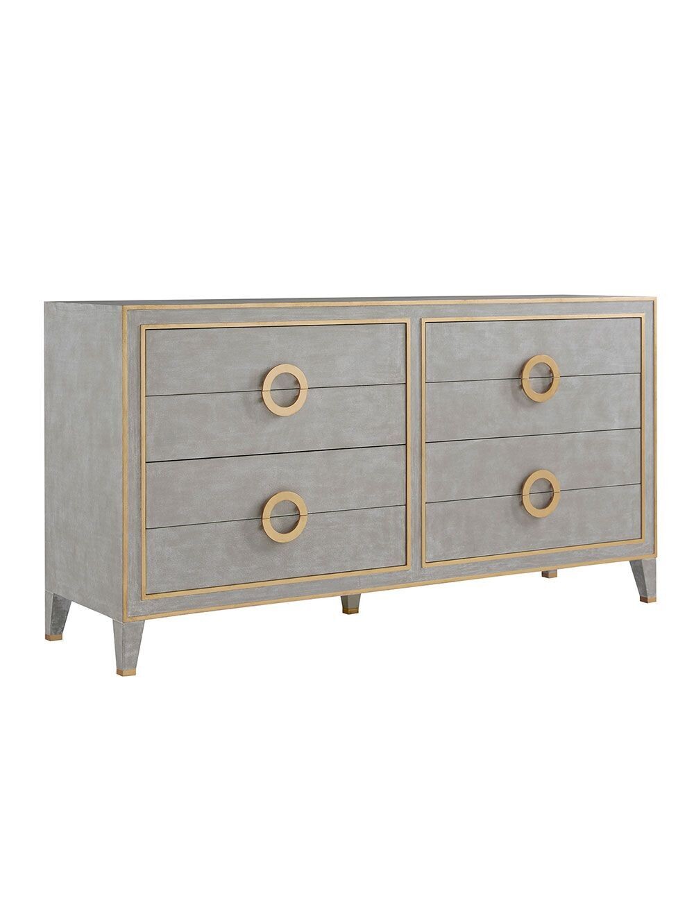 Painted Antique Gray Dresser with Gold Leaf