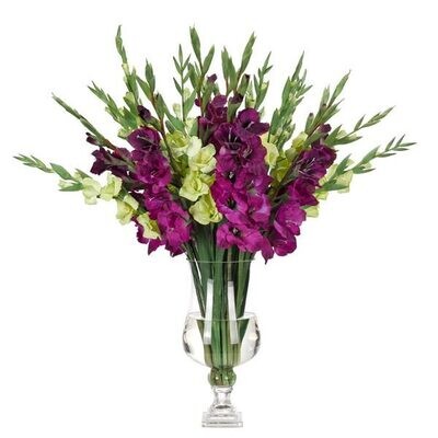 Purple & Green Natural Look Gladiolas in Faux Water