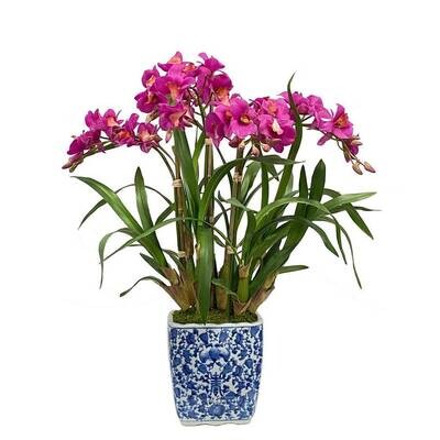 Large Blue Orchid Cachepot