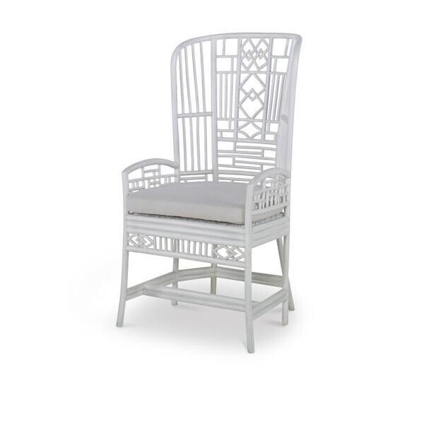 White Painted Rattan Desk Chair