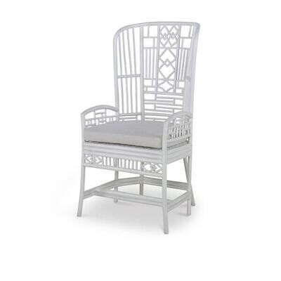 White Painted Rattan Desk Chair