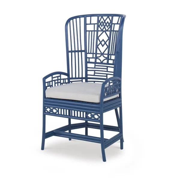 Blue Rattan Desk Chair