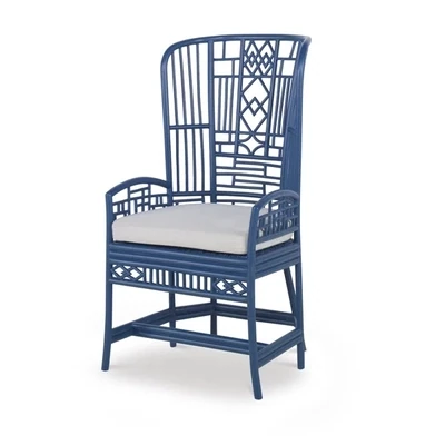 Blue Rattan Desk Chair
