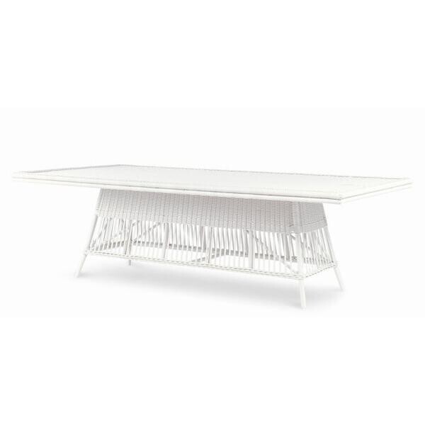 Outdoor Wicker Rectangular Dining Table with Glass Top