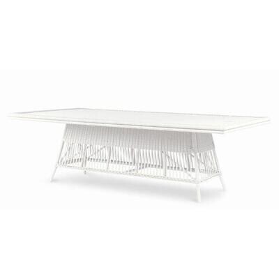 Outdoor Wicker Rectangular Dining Table with Glass Top