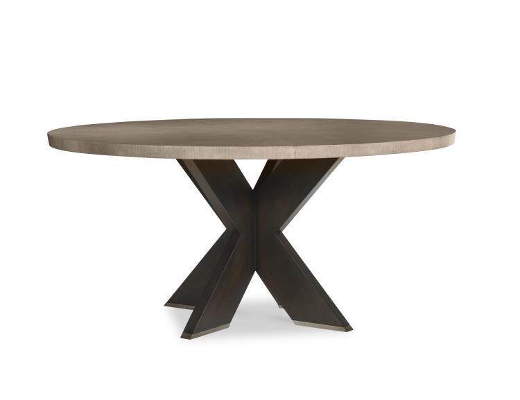 Round "X" Base Dining Table - Timber Grey/Charbrown
