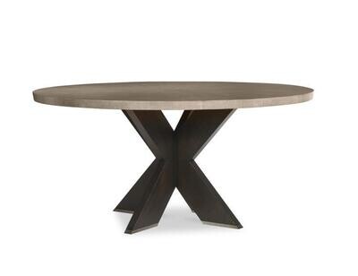 Round "X" Base Dining Table - Timber Grey/Charbrown