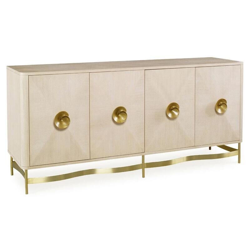 Hand Sculptured Gold Metal Base Credenza