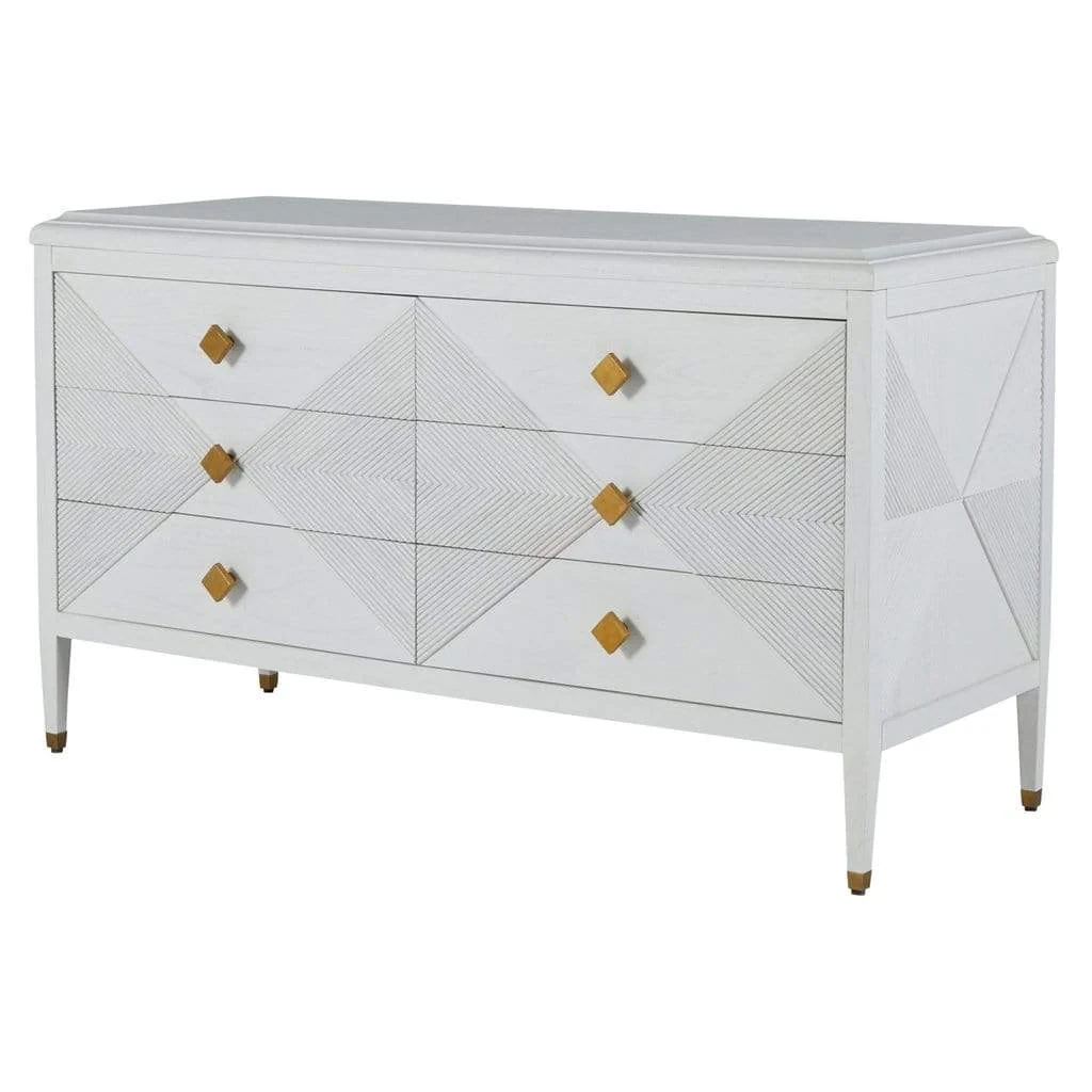 Cerused White 6-Drawer Chest