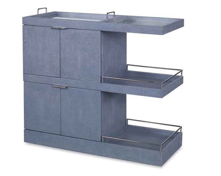 Denim Shagreen Bar Cart