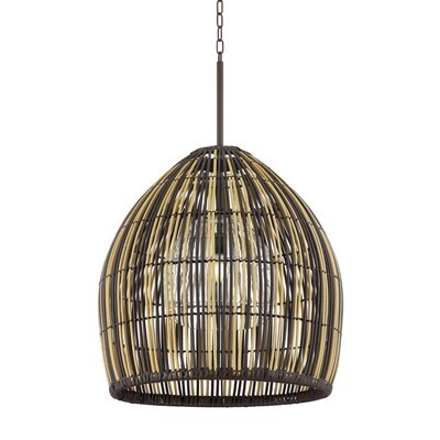 Holden Faux Woven Reeds Chandelier - 34.75" W