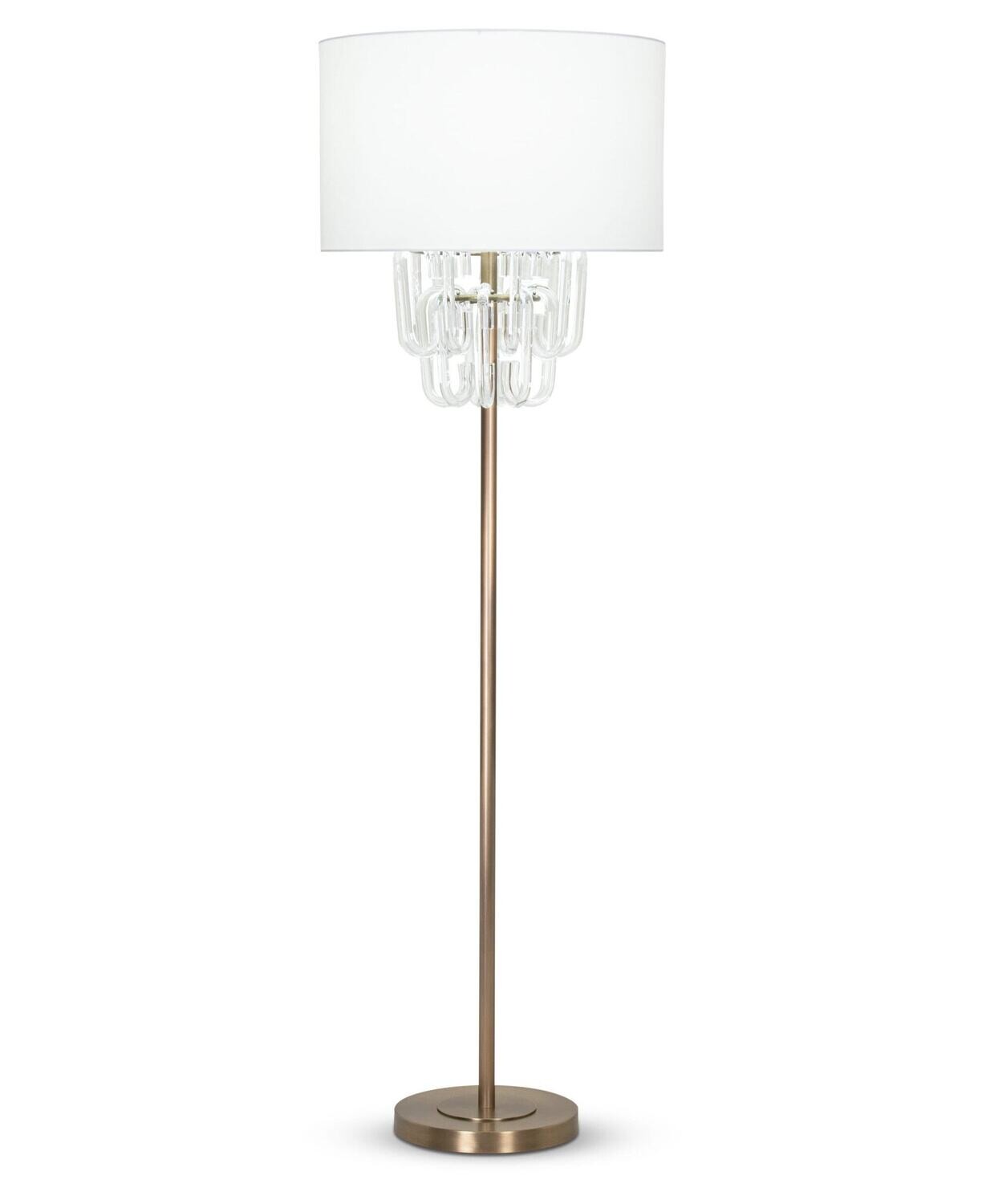 Floor Lamp - Antique Brass & Glass