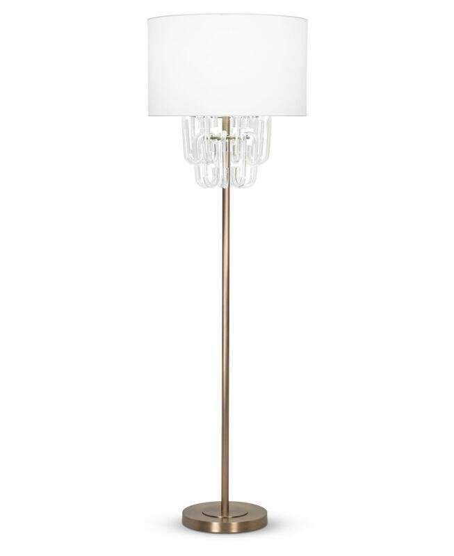 Floor Lamp - Antique Brass & Glass
