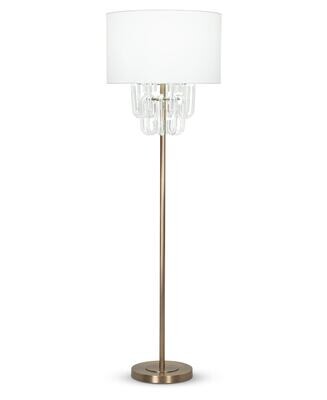 Floor Lamp - Antique Brass & Glass