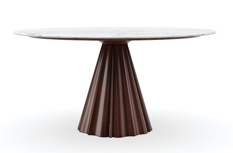 Walnut Base 60 " Marble Top Dining Table